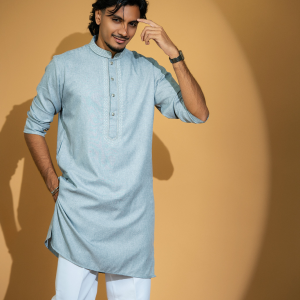Grey Cuboid Embroidery Long Kurta