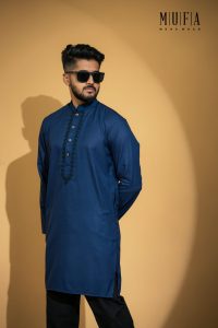 Blue Indica Embroidery Long Kurta
