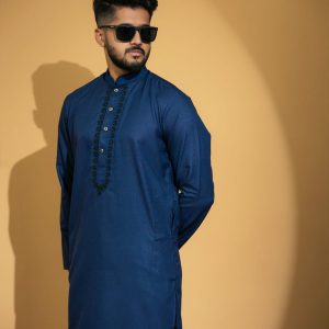 Blue Indica Embroidery Long Kurta