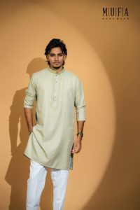 Green Cuboid Embroidery Long Kurta