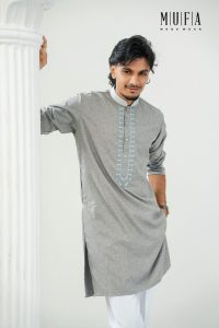 Grey Indica Embroidery Long Kurta