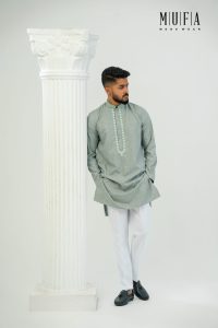 Green Indica Embroidery Long Kurta