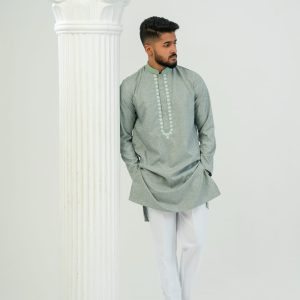 Green Indica Embroidery Long Kurta