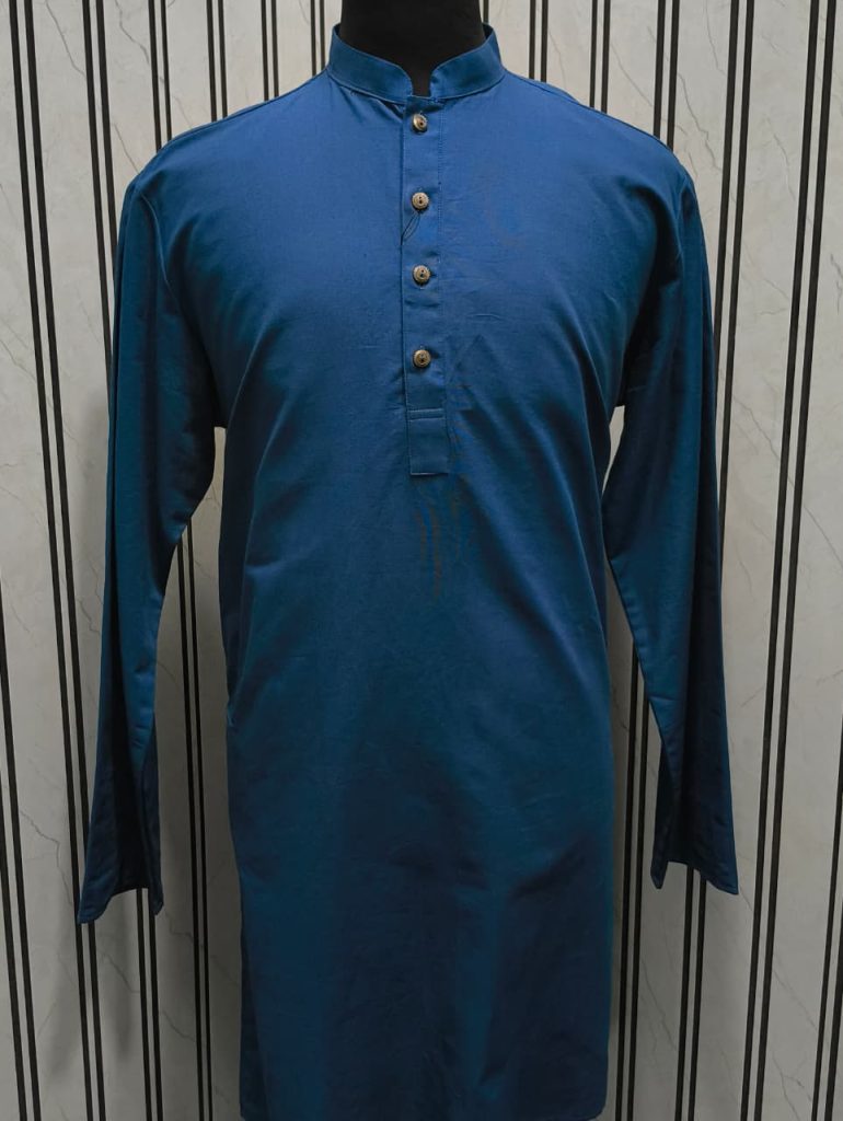 Blue LCY Linen Long Kurta