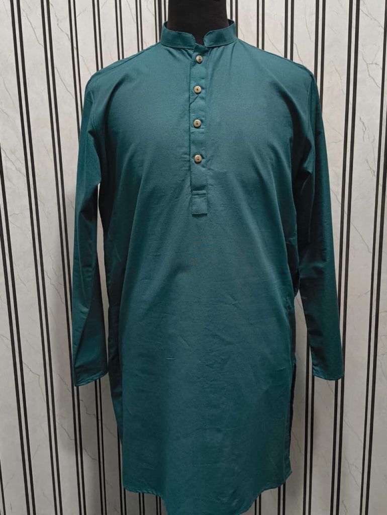 Green LCY Linen Long Kurta
