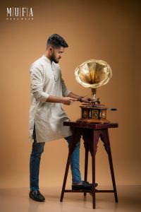 Beige Dobby Long Kurta